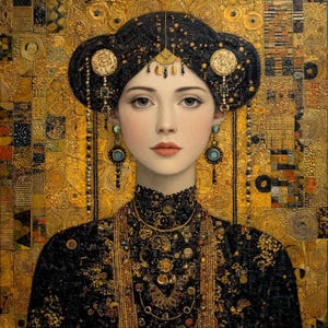 15 Gyllene kvinnaporträtt Clipart (JPG): Klimt-stilkonst för designers och hantverk bild 2