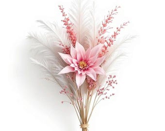 Dried Wildflower Photo Clipart Bundle, Transparent PNG (Digital)
