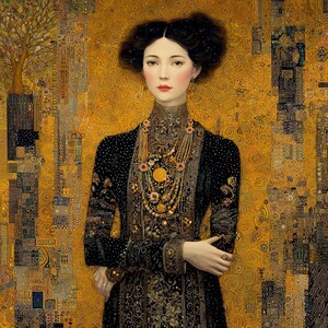 15 Gyllene kvinnaporträtt Clipart (JPG): Klimt-stilkonst för designers och hantverk bild 7