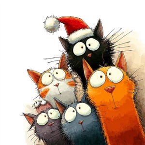 黒猫のクリスマスカード - Etsy 日本
