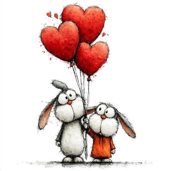 35 Valentine Animal Clipart Heart Balloon Graphics Junk Journal Card Making Supply