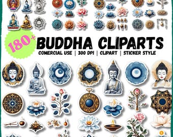 Buddha Clipart Bundle: Watercolor Lotus Flower PNGs (Digital Files)