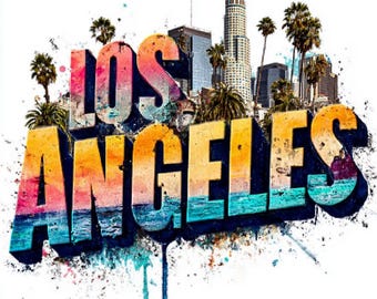 16 Los Angeles PNG Watercolor Clipart , Sublimation Printable Digital Download