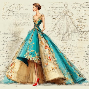 Couture Dress Sketch - Etsy Couture Dress Sketch - Etsy