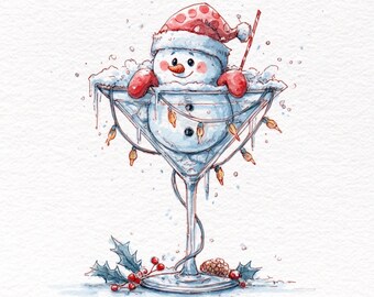 20 Quirky Snowman Clipart: Christmas Winter Holiday JPG