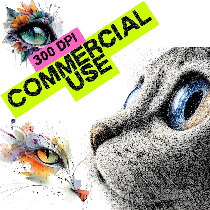 1000+ katter akvarell clipart-paket, utskrivbart för hantverk, klistermärken, kort, digital nedladdning bild 7