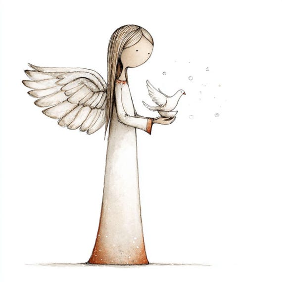 16 Minimal Angel Clipart (JPG) : Neutral Watercolor Spiritual Art for Card Making & Journaling