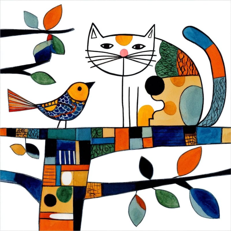  Abstract Cat Art - Etsy UK Illustration 