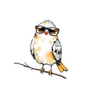 Whimsical Watercolor Bird Clipart: Funny Scrapbook Graphics (Digital Download
