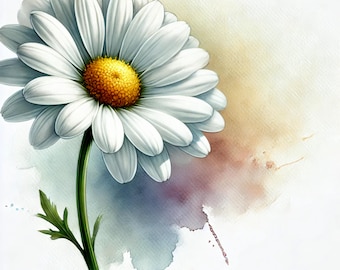 10 Watercolor Daisy Clipart (JPG) : Soft White Floral Art for Designers & Print Projects
