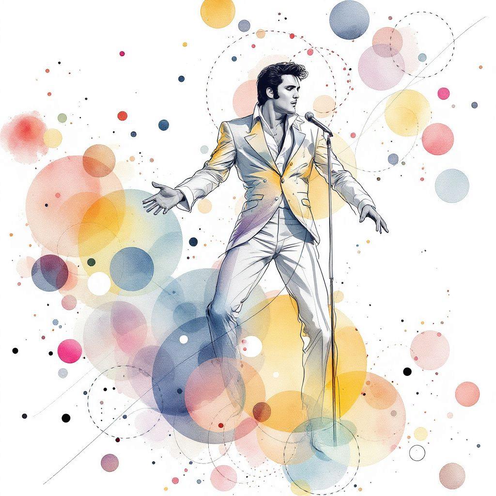 4 Whimsical Elvis Presley Clipart PNG | Watercolor Music Art