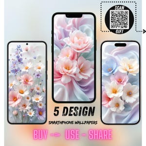 5 Vintage Floral iPhone Wallpaper Bundle - Spring Aesthetic Phone Backgrounds , Phone Wallpaper Digital Download, Aesthetic iPhone Wallpaper