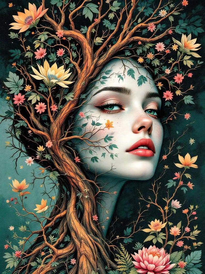 15 Fantasy Tree Woman Clipart | Watercolor Whimsical Nature Goddess ...