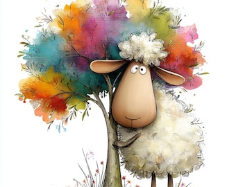 Whimsical Sheep Clipart: Watercolor Farm Animal Illustrations (Digital Download)