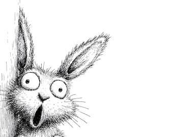 21 Whimsical Ink Sketch Bunny Clipart , Pen Illustration Art ( Digital Download )