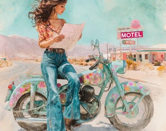 12 Quirky Retro Bicycle Girl Clipart (JPG) : Whimsical Vintage Art for Wall Decor