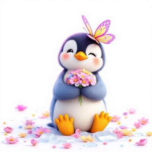 12 cliparts pingouin, clipart pingouin coloré mousseux, lot de cliparts pingouin mignon, sublimation de bébé pingouin magique, téléchargement numérique