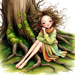 Fée de la forêt Clip Art 10 JPG aquarelle haute résolution, journalisation indésirable, scrapbooking fabrication de cartes Kit de téléchargement numérique Fantasy conte de fées lunatique