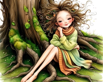 10 Watercolor Forest Fairy Clipart, Whimsical Fantasy Art (Digital Download)