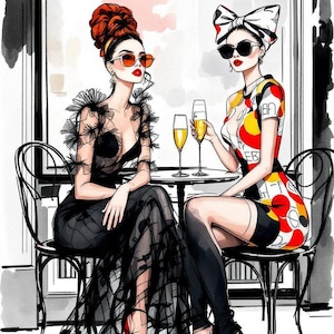 Bundle de cliparts aquarelle meilleur ami, 10 cliparts amitié, soeur clipart, clipart femme, amies, belle Ladys clipart, élégant