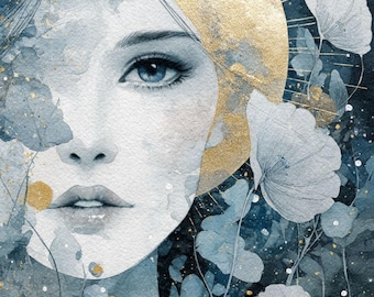 300+ Mystical Woman Clipart Bundle – Celestial Watercolor Art (PNG JPG)