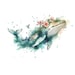 30 Watercolor Whale & Bird Clipart: Abstract Floral Designs (PNG JPG ...