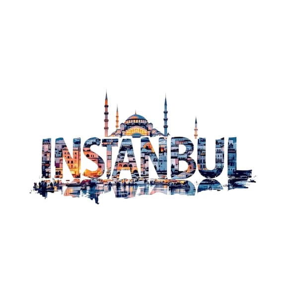 15 Whimsical Istanbul Clipart PNG | Watercolor City Text Art