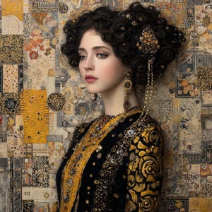 15 Gyllene kvinnaporträtt Clipart (JPG): Klimt-stilkonst för designers och hantverk bild 8