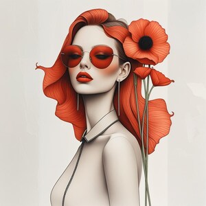10 Clip Art di donne moderne con acquerelli, Immagini stampabili di ragazze con fiori, Download digitale di belle donne, Set di JPG di creazioni di carta per scrapbooking