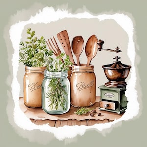 Boerderij keuken muur kunst set van 10, vintage rustiek culinair decor, landhuisje afdrukbare kunst, scrapbookingateliers, junk Journal