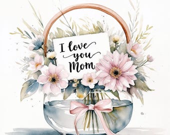 Watercolor Mother's Day Flower Clipart: Spring Floral Designs (Digital Download)