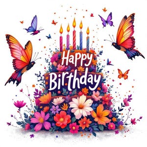 Clipart di buon compleanno, file di sublimazione di compleanno, PNG di compleanno stampabile, download immediato, regalo di compleanno, auguri di compleanno, compleanno floreale