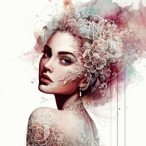 Clipart femmes victoriennes élégantes, 11 aquarelles Lady & Girl JPG avec dentelle, art romantique, téléchargement numérique pour art mural, création d'impression d'art