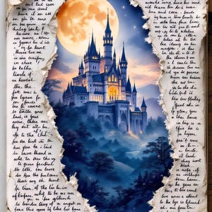 Fantasy Castle 15 JPG , Mystical Moonlight Watercolor Clipart , Junk Journaling , Scrapbooking , Card Making , Printable Fantasy Art