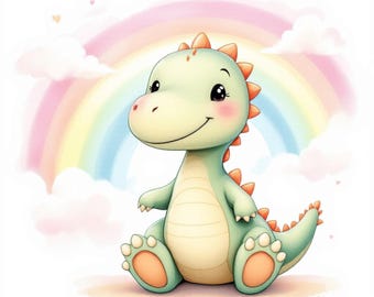 Watercolor Dinosaur Clipart Set: Baby Dino PNG Images (Digital Download)