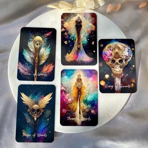 Baraja de tarot, cartas del tarot, baraja de tarot de 78 cartas, inteligencia artificial, baraja, guía del tarot, lecturas de tarot, baraja de oráculo, tarot navideño,