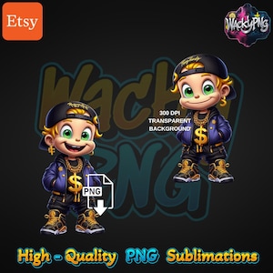 Gangster Kid PNG | Urban Style Kid | Hip-Hop Kid | Urban Trap Designs | Sublimation | Fantasy Fan Art | Instant Digital Download | Dtf PNG |