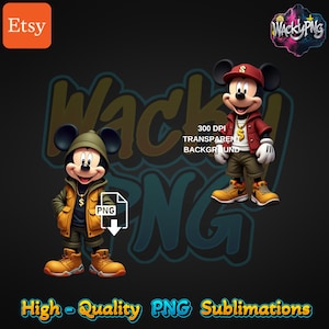 Mickey Mouse Urbano | Mickey Mouse | Designs de armadilhas urbanas | Arte de fãs maluca | Downloads digitais instantâneos | Sublimação | Camisetas de hip-hop | PNG |