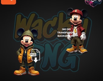 Urban Mickey Mouse | Mickey Mouse | Urban Trap Designs | Wacky Fan Art | Instant Digital Downloads | Sublimation | Hip-Hop T-Shirts | PNG |
