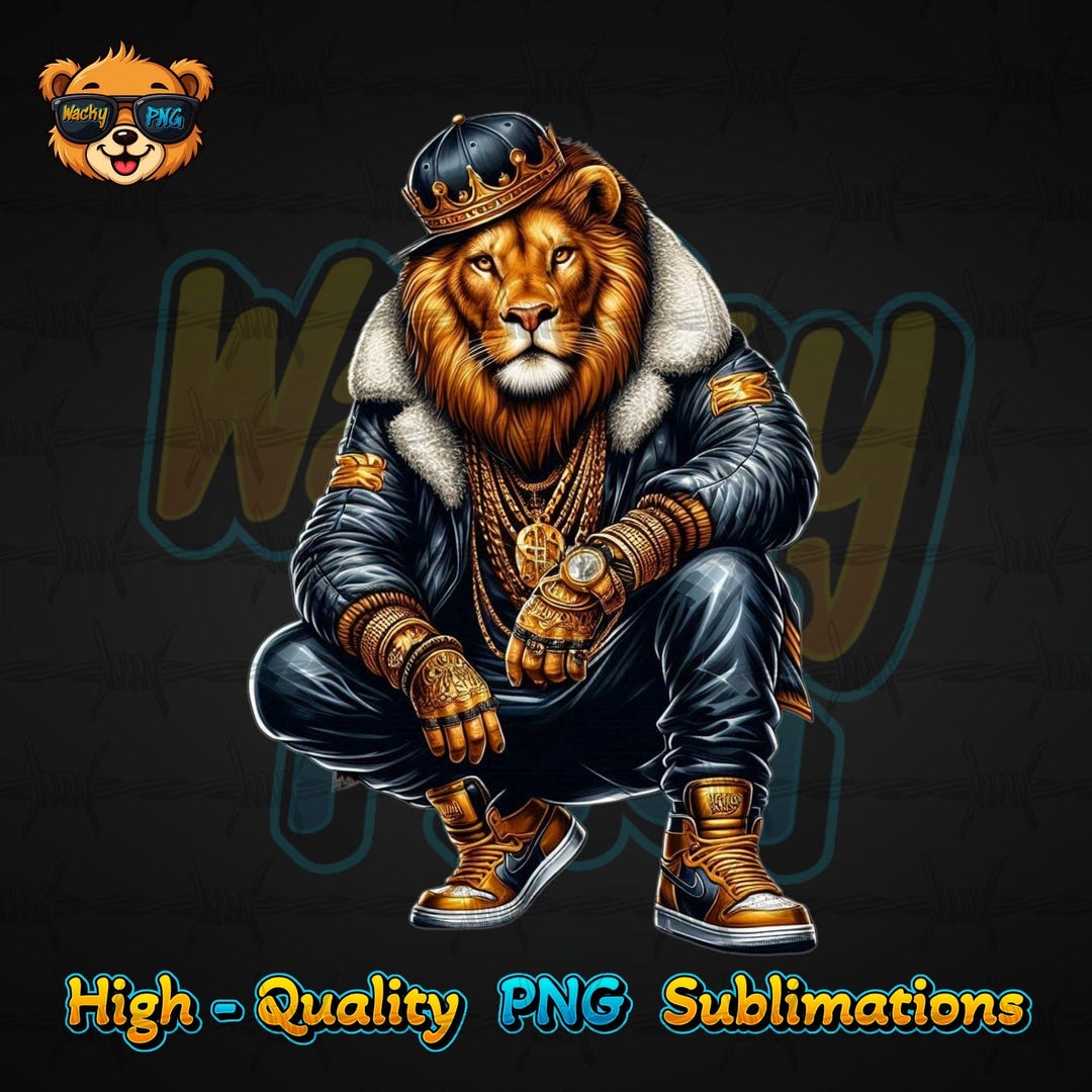 Gangster Lion PNG, Urban Trap Lion Designs, Pop Culture Designs