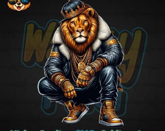 Gangster Lion PNG, Urban Trap Lion Designs, Pop Culture Designs, Fantasy Fan Art, PNG