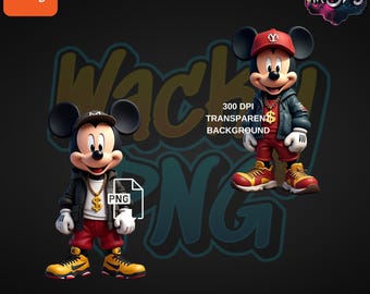 Urban Hip-Hop Mickey Mouse PNG: Streetwear Digital Designs