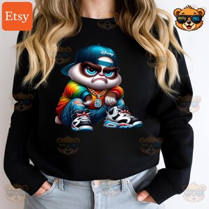 Urban Grumpy Yeti PNG: hiphop streetwear-clipart (digitale download), dtf, png-ontwerpen