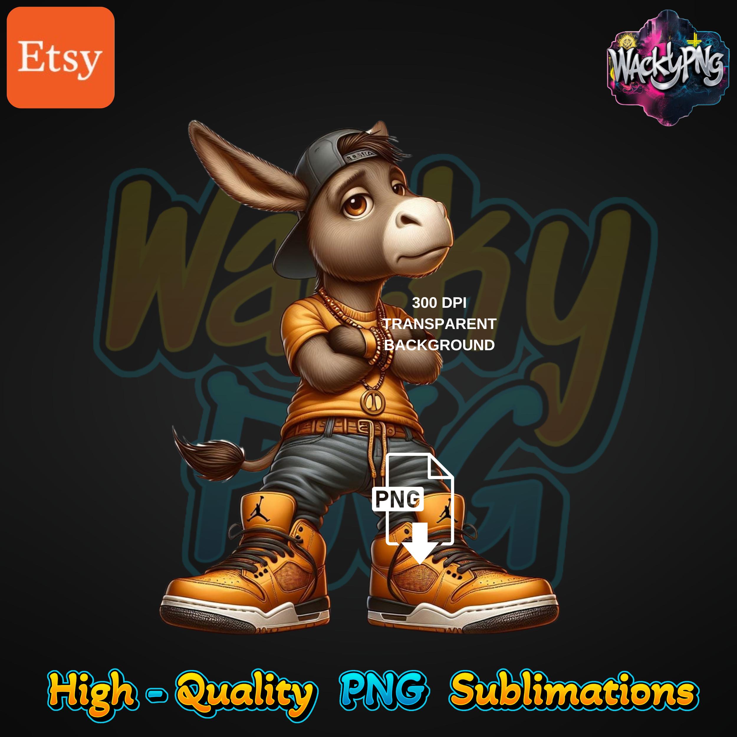 Gangster Donkey | Urban Donkey | Urban Trap Designs | Wacky Fan Art | Instant Digital Download | Sublimation | Hiphop T-Shirts | PNG |