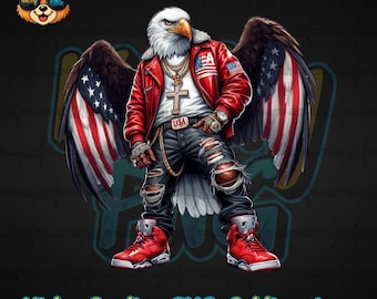 Urban Bald Eagle PNG: Hip Hop Fan Art (Digital Download)