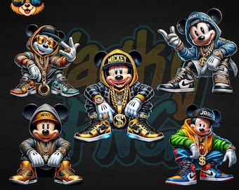 Urban Mickey Bundle | Gangster Mickey | Urban Trap Design | Wacky Fan Art | Instant Digital Download | Sublimation | Hip-Hop T-Shirt | PNG |