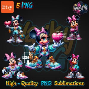 Minnie Mouse urbana linda PNG / Diseños de trampas urbanas / Arte de fan extravagante / Descarga digital instantánea / Sublimación / PNG /