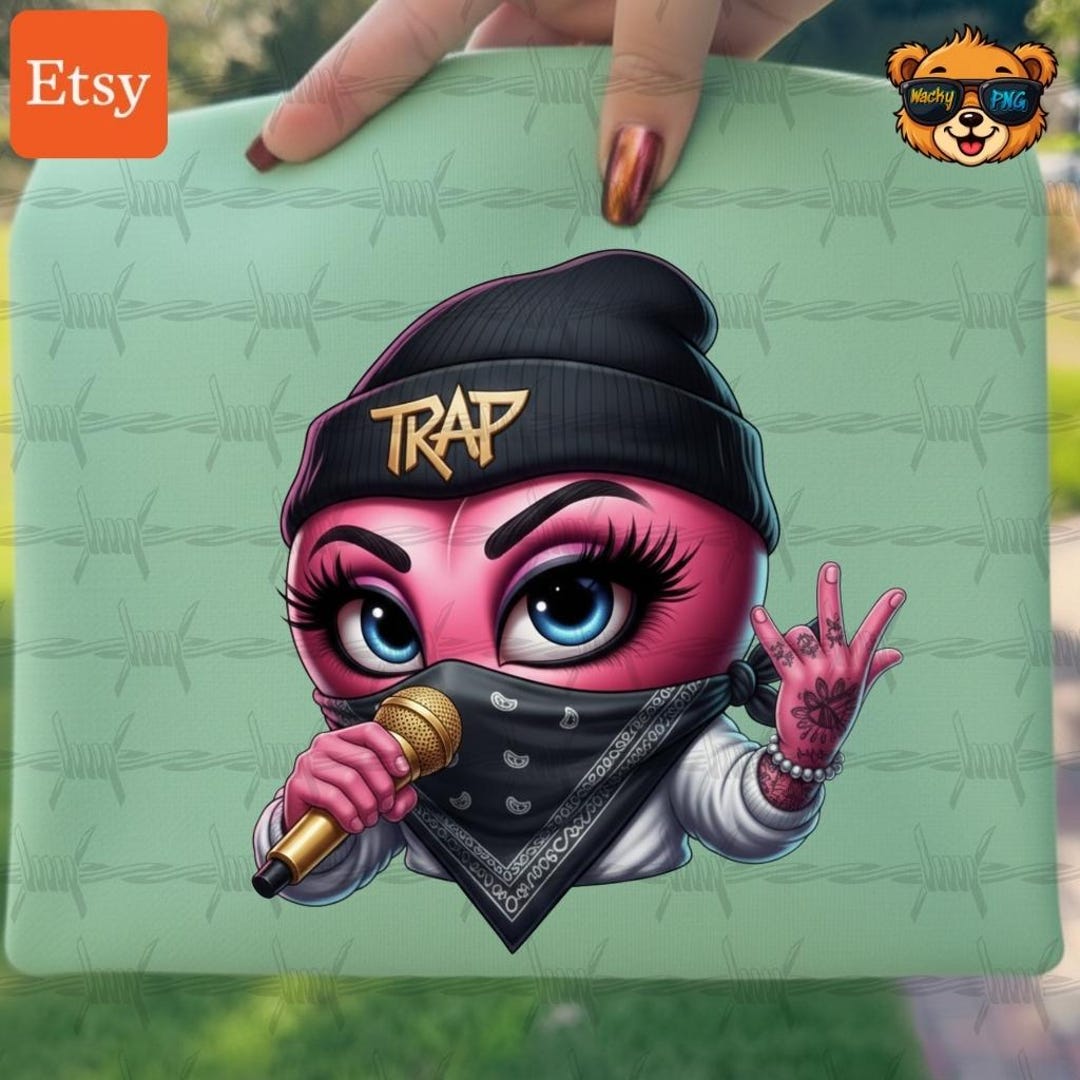 Horizontal Pink Rapper Pink Heart Girl Rapper PNG, Urban Streetwear Character, Hip Hop ...