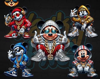 Urban Mickey Mouse PNG Bundle: Gangster Street Style Designs (Digital Download)