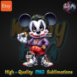 Jokermuis | Clownmuis | Urban Trap-ontwerp | Gekke fanart | Directe digitale download | Sublimatie | Cartoon-T-shirt | Dtf png |